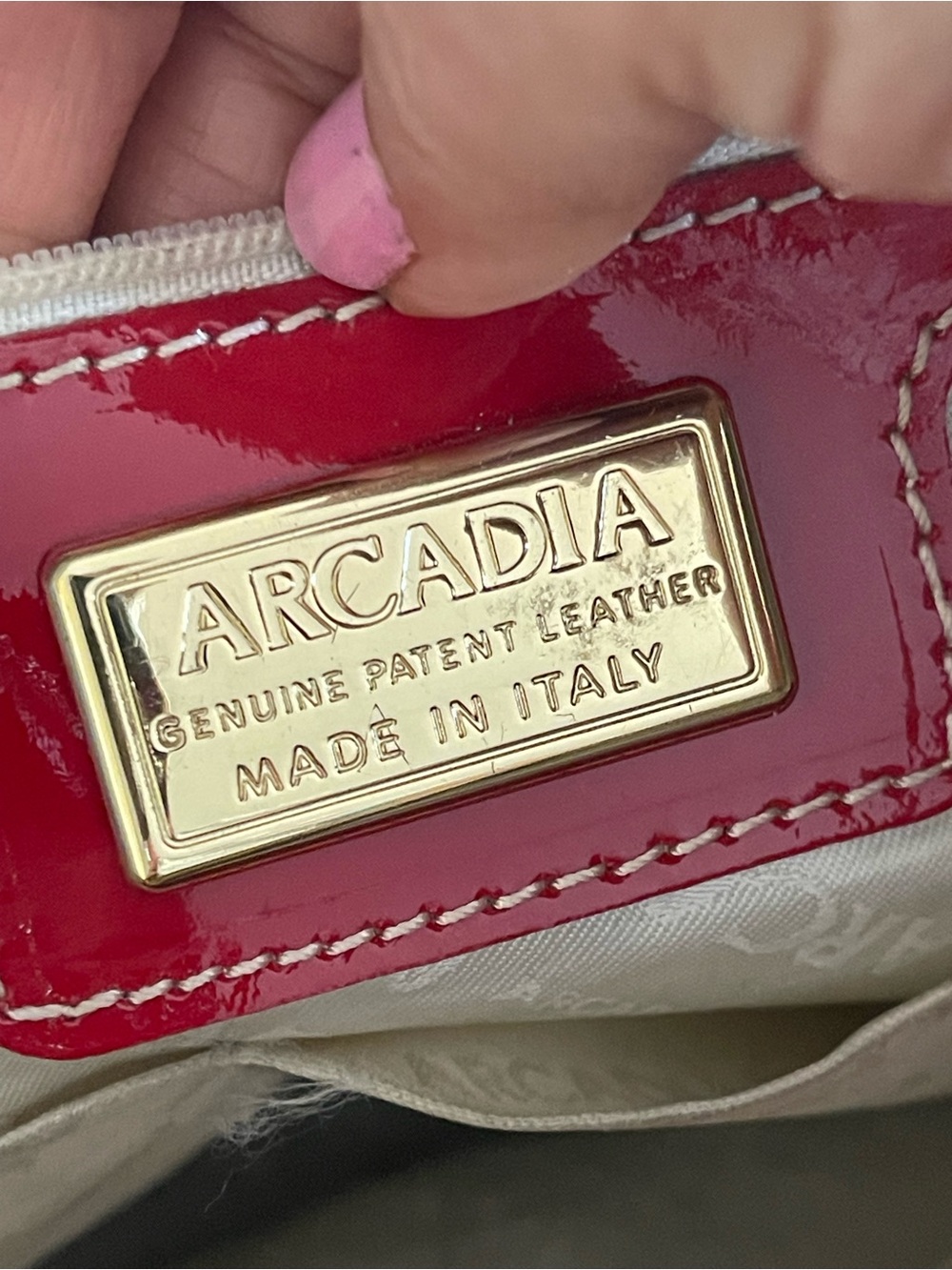 🤩ARCADIA ITALIAN PATENT RED SATCHEL BAG - Picture 9 of 12